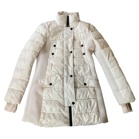 Michael Kors Womens Quilted White Puffer Coat Snap Pockets & Belted Waist Small - Picture 1 of 14